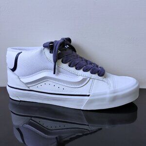 Vans Women's Knu Mid Leather/Textile Sneaker with Utility Lace in Sporty White